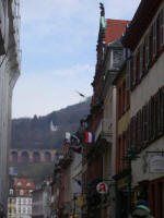 At the pedestrian zone end, just past Hotel zum Ritter (knight with plumed helmet silhouette, top right), a path leads up to the Heidelberg castle, one of the world’s most famous, dating from the 14th century. 