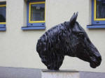 We ate a great lunch at the Bistro Trattoria Italia – & I admired my view of magnificent horse head statues.